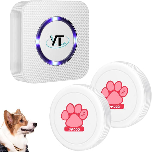 Dog Bell for Door Potty Training Wireless Dog Door Bell with Waterproof Touch Button Doggie Bells for Dogs to Ring to Go outside (Old Two Button One Receiver)